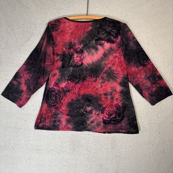 Serenade Top Women’s Size 1X Black Red Fairy Grunge Goth Vamp Tie Dye Whimsigoth - Picture 11 of 14